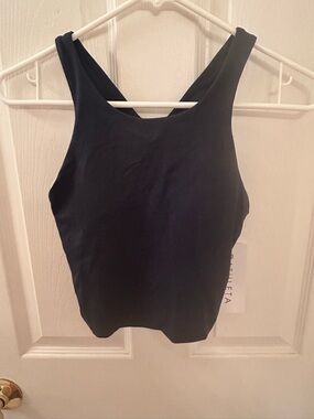 Athleta Navy High-Neck Racerback Crop Tank